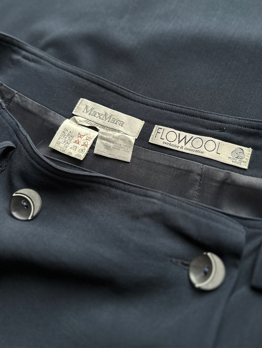 Donkerblauwe scheerwollen overslagrok