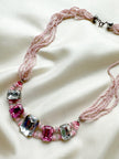 Roze collier met grote stenen