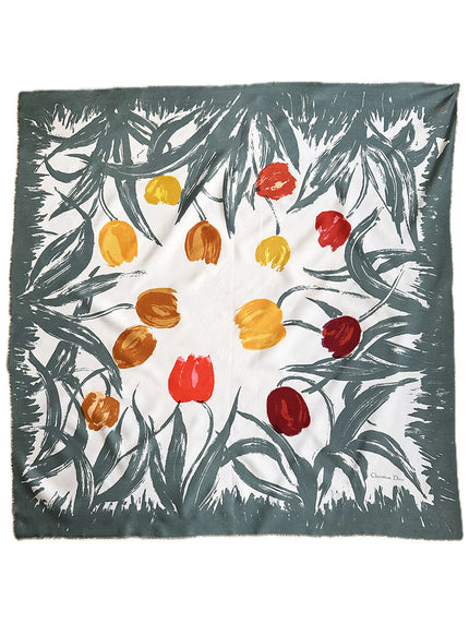 Zijden designer sjaal met tulpen