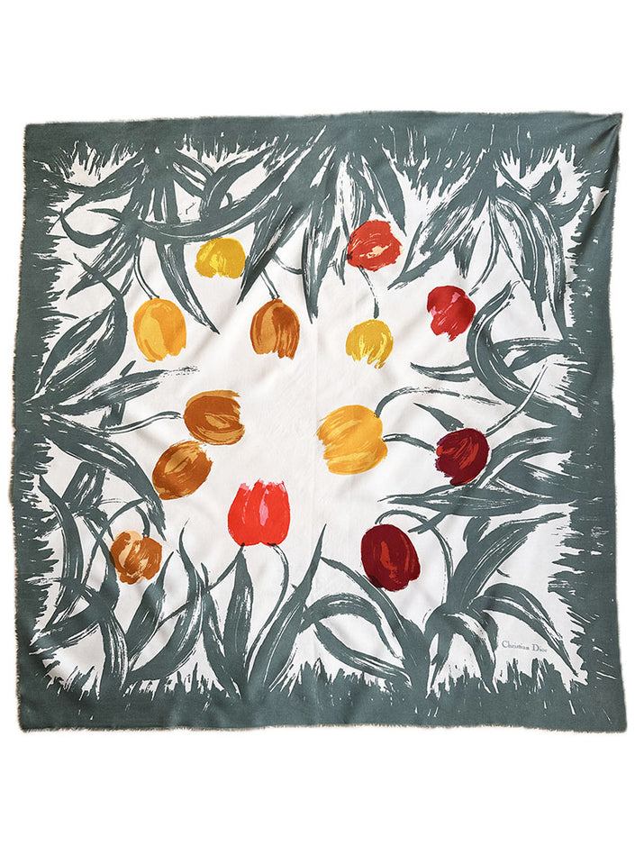 Zijden designer sjaal met tulpen