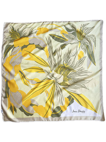 Gele floral zijden designer sjaal