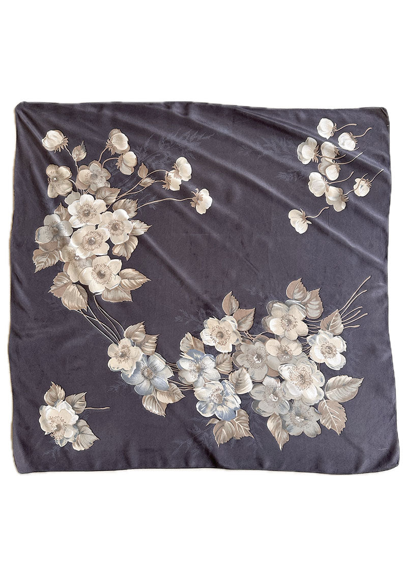 Bruine zijden floral sjaal