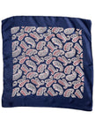 Grote donkerblauwe zijden paisley sjaal
