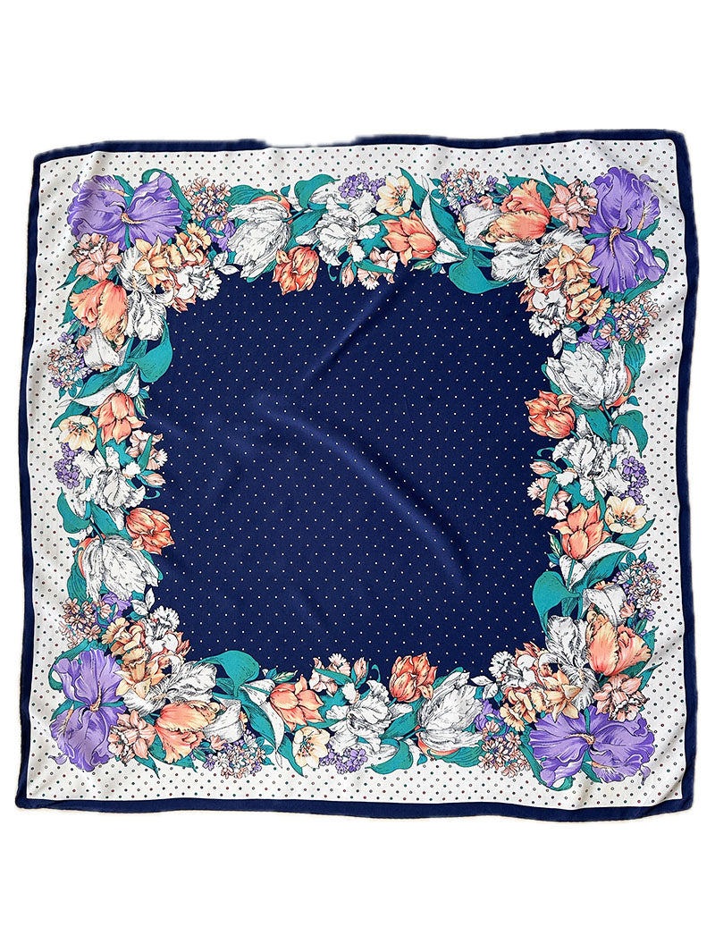 Zijden floral & polkadot sjaal