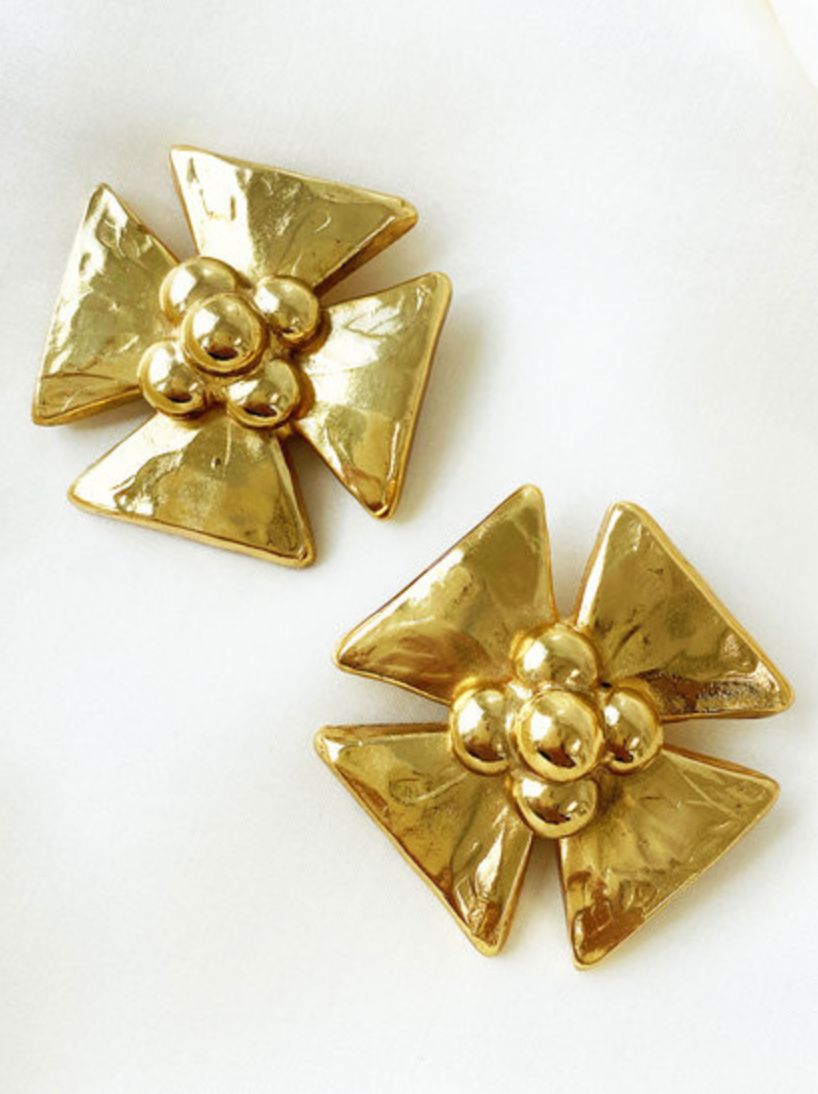 Vergulde designer clip oorbellen