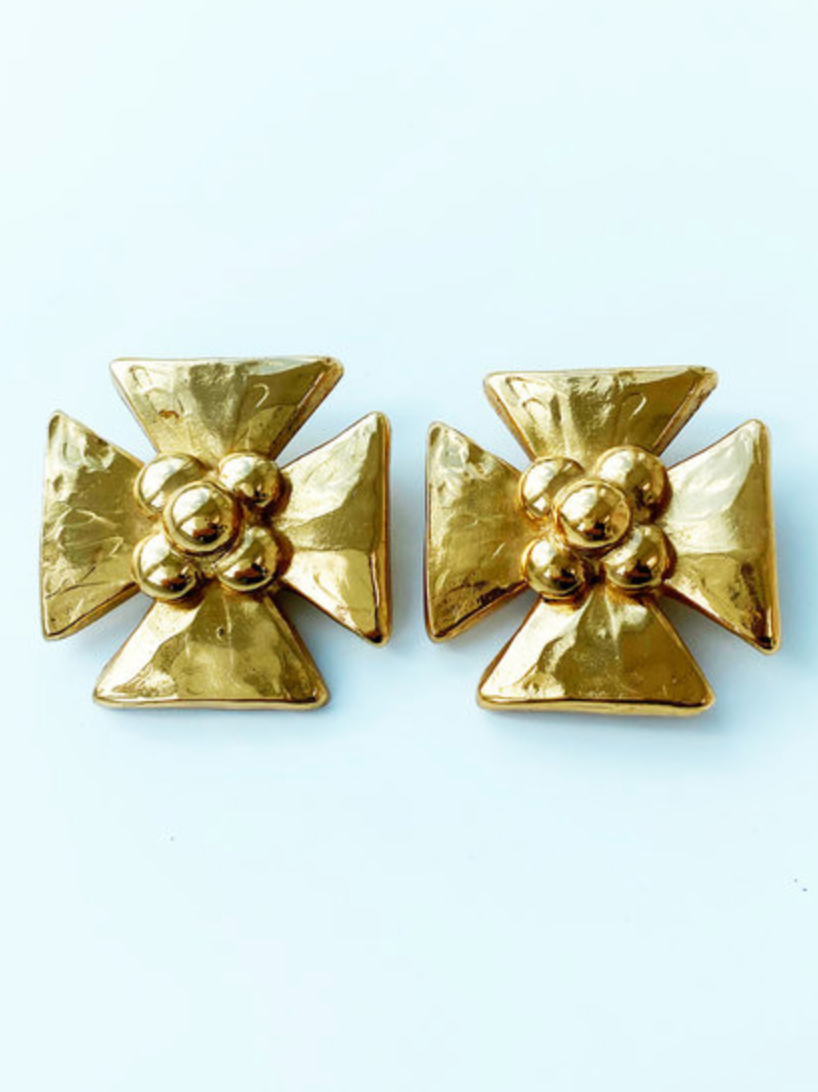 Vergulde designer clip oorbellen