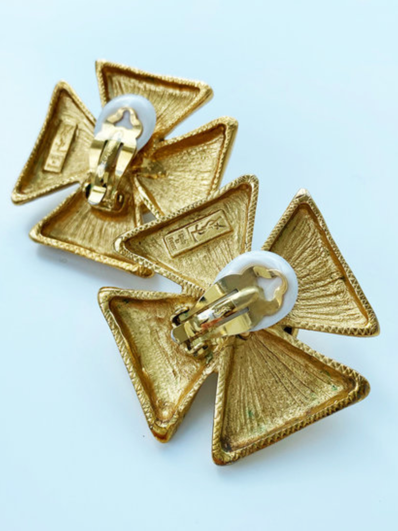 Vergulde designer clip oorbellen