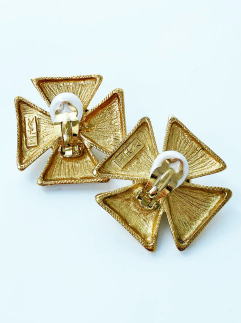 Vergulde designer clip oorbellen