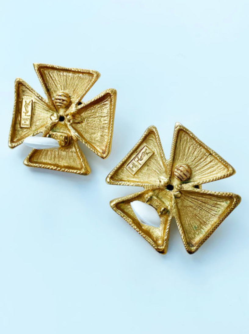 Vergulde designer clip oorbellen