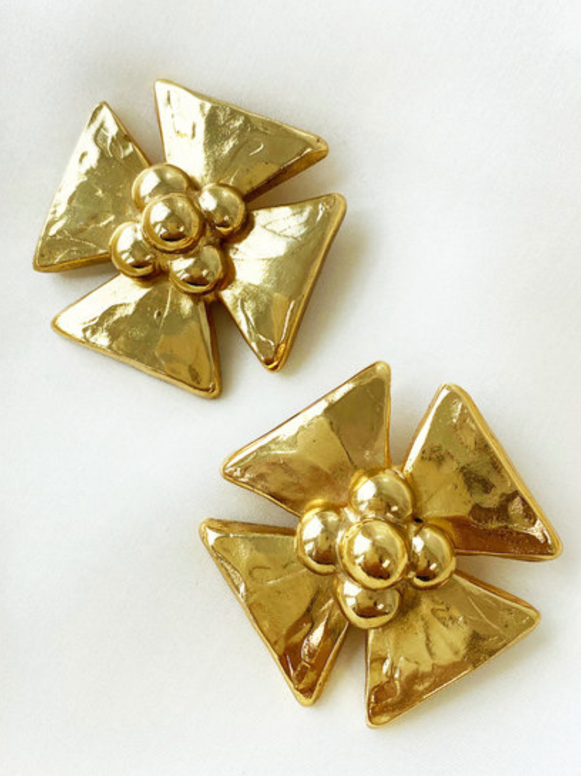 Vergulde designer clip oorbellen