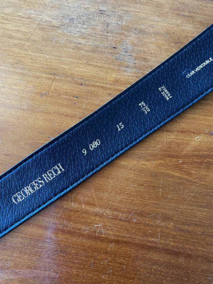 Bruine leren kroko ceintuur met vergulde details