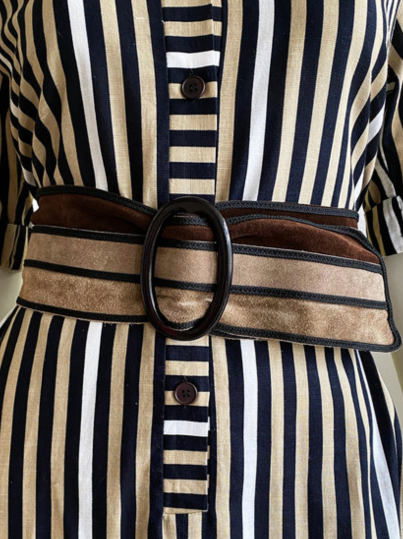 Brede bruin/zwarte suedeleren ceintuur