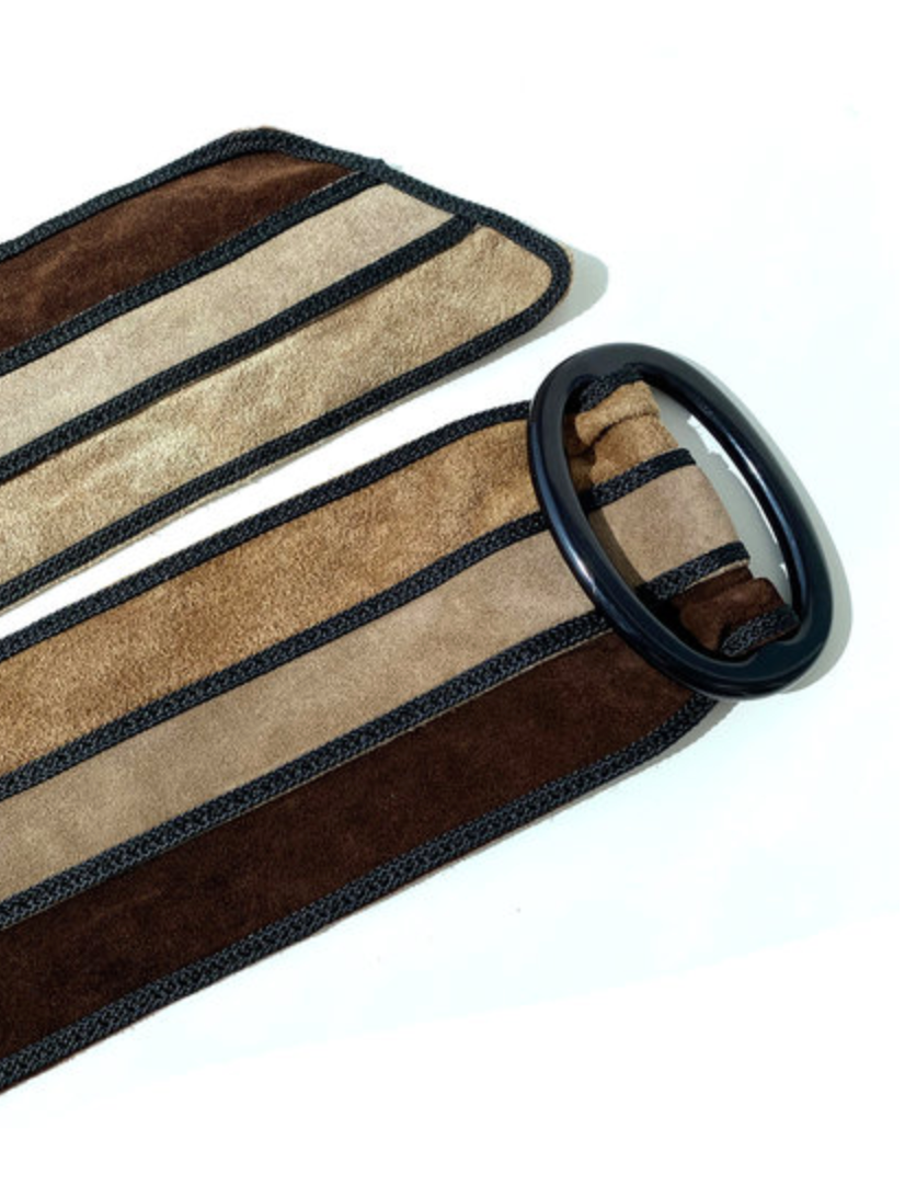 Brede bruin/zwarte suedeleren ceintuur