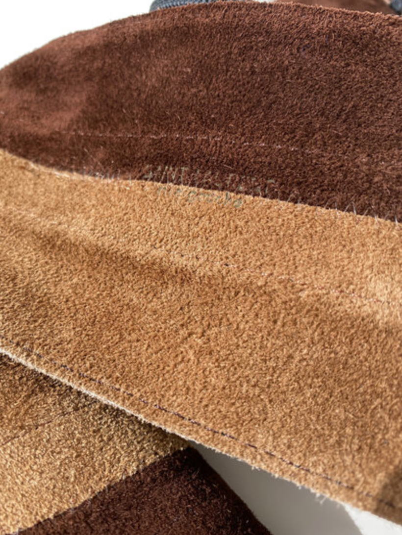 Brede bruin/zwarte suedeleren ceintuur