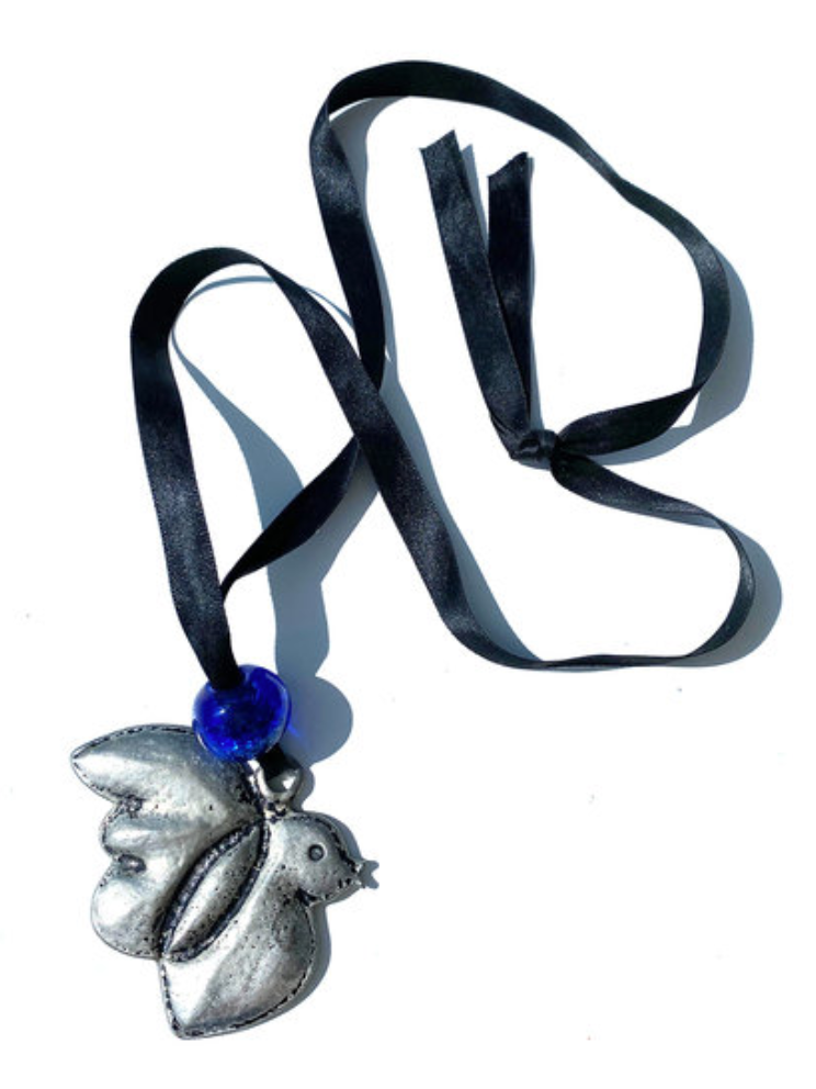 Verzilverde vogel ketting