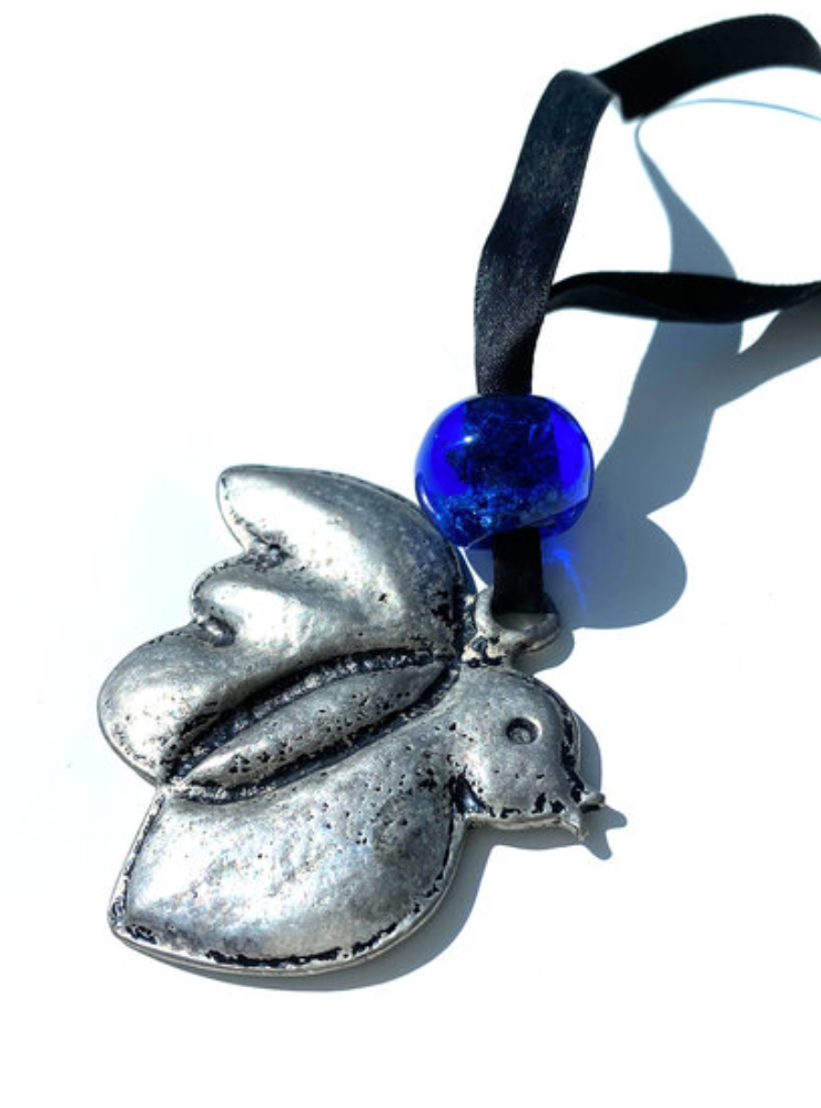 Verzilverde vogel ketting