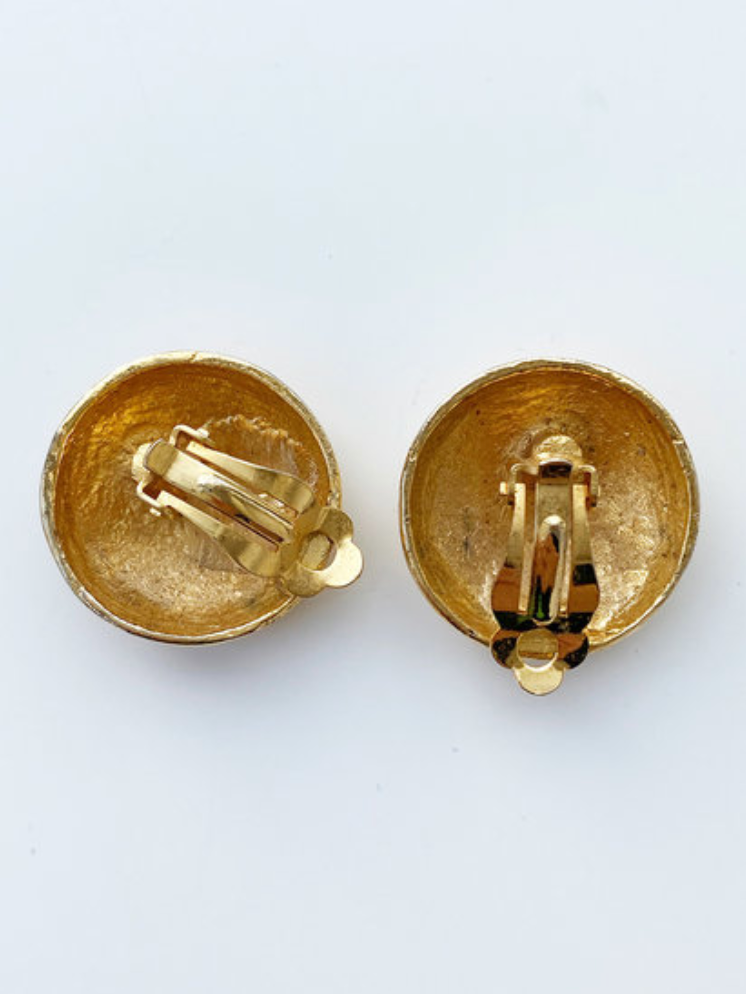 Ronde gouden sterrenhemel clip oorbellen