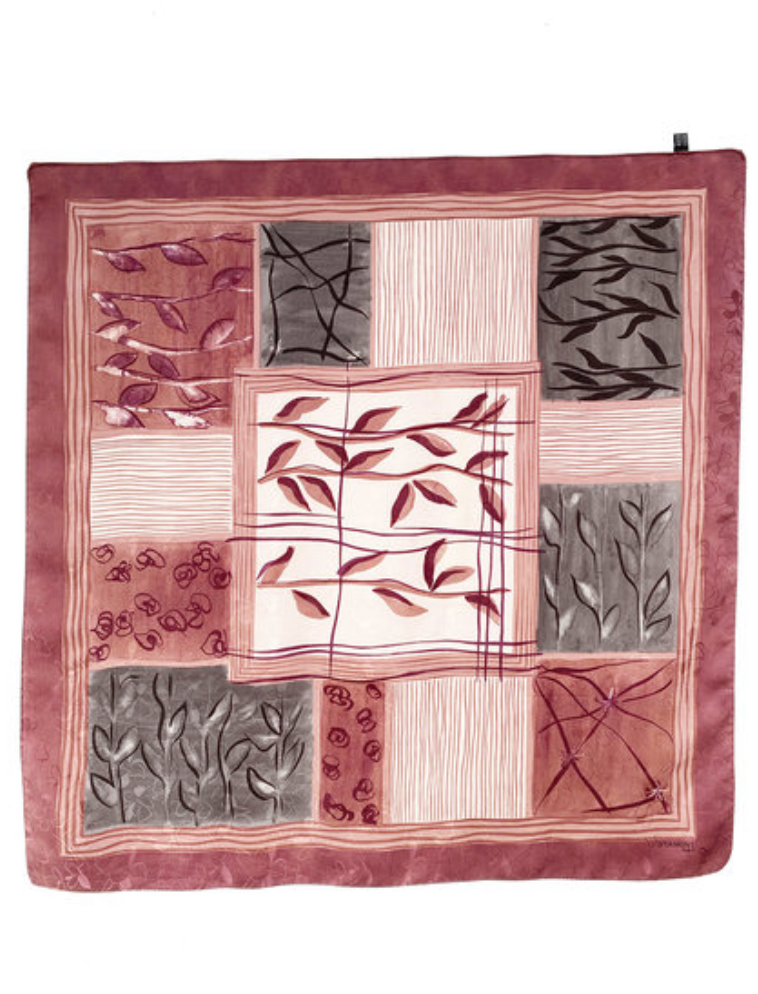 Oud-roze vierkante zijden sjaal