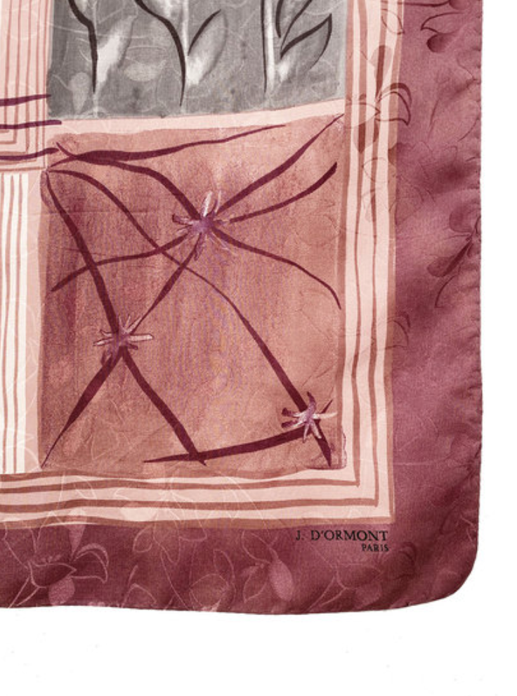 Oud-roze vierkante zijden sjaal