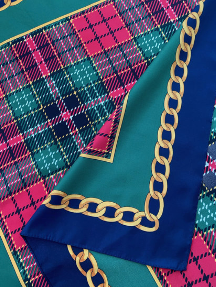 Vierkante ruiten sjaal met kettingprint