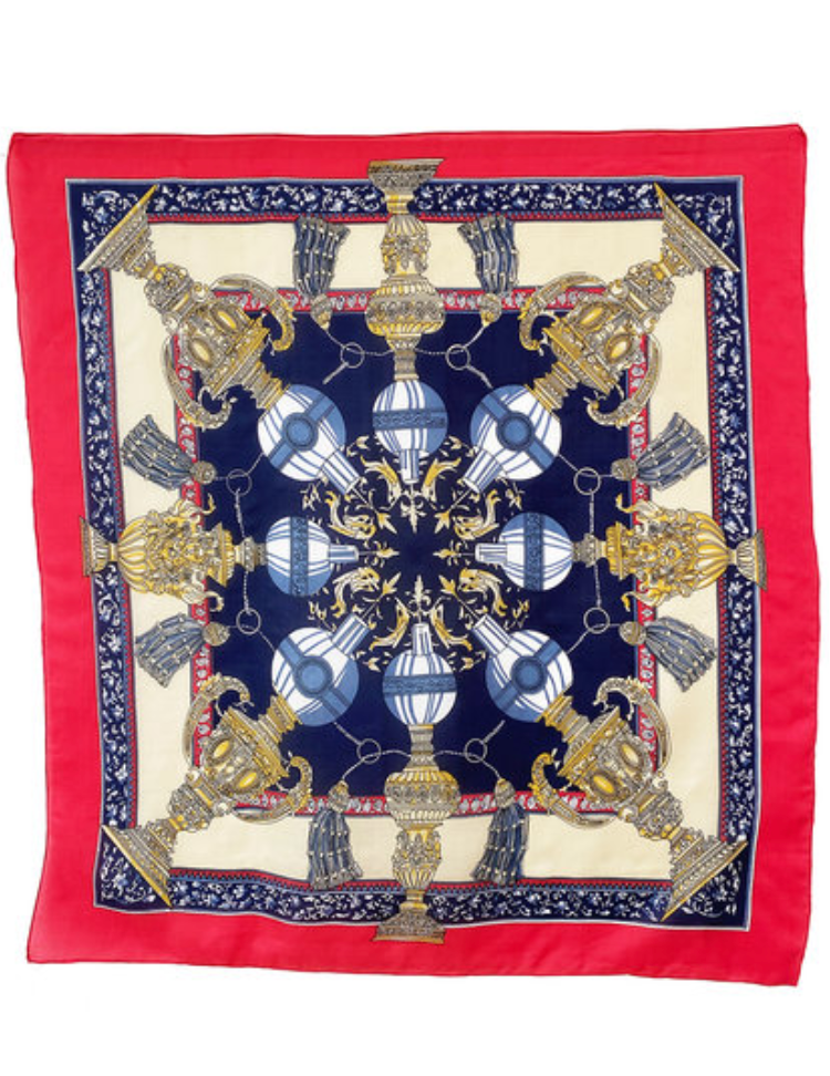 Vierkante zijden sjaal met barokdessin