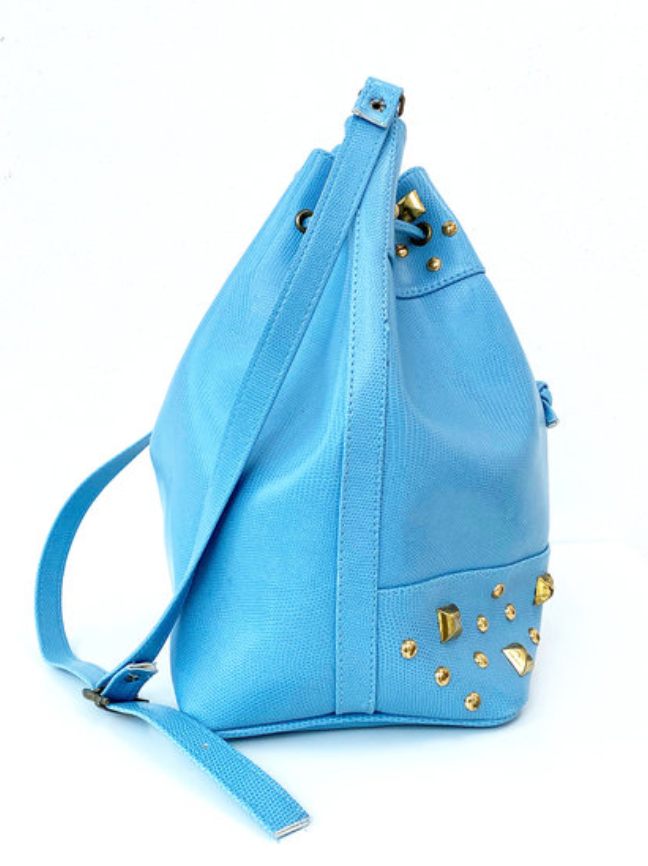 Lichtblauwe faux leren tas met studs