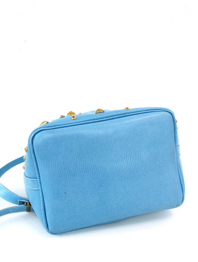 Lichtblauwe faux leren tas met studs