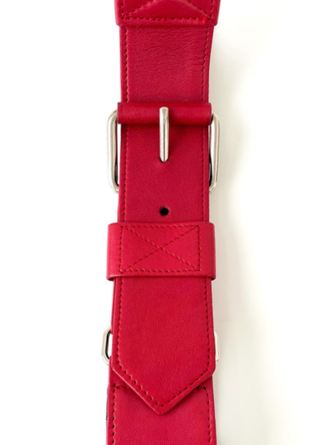 Rode leren designer ceintuur met strass