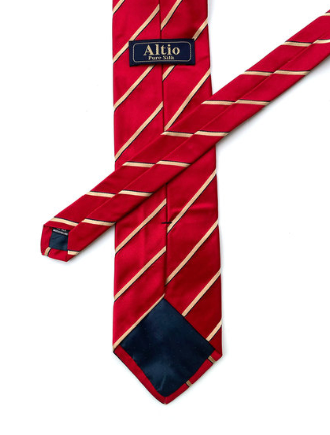 Rode gestreepte zijden stropdas