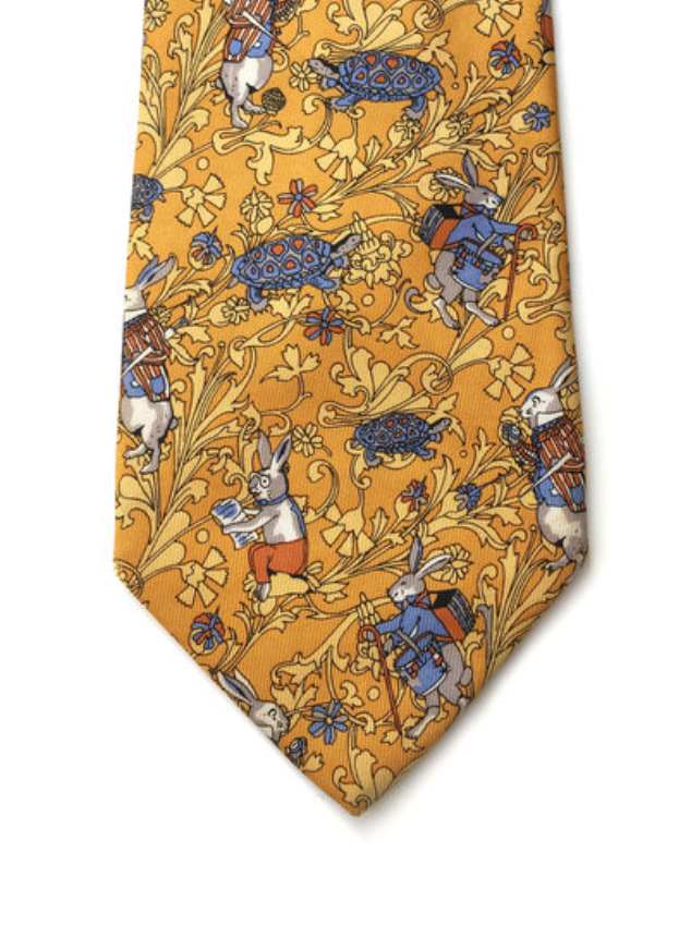 Zijden stropdas met hazen en schildpadden