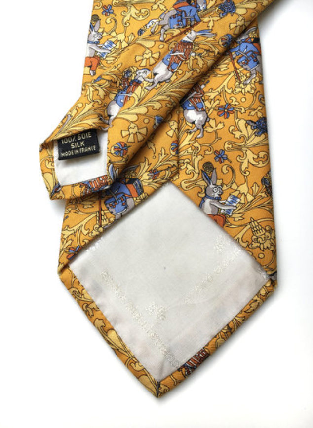 Zijden stropdas met hazen en schildpadden