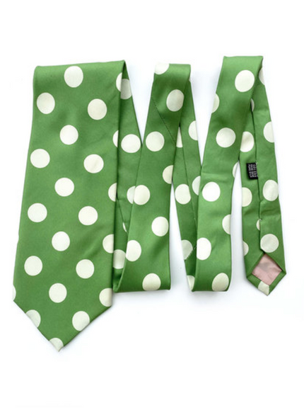 Groene zijden polkadot stropdas